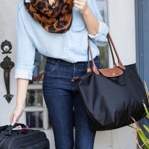 Longchamp Le Pilage large black tote